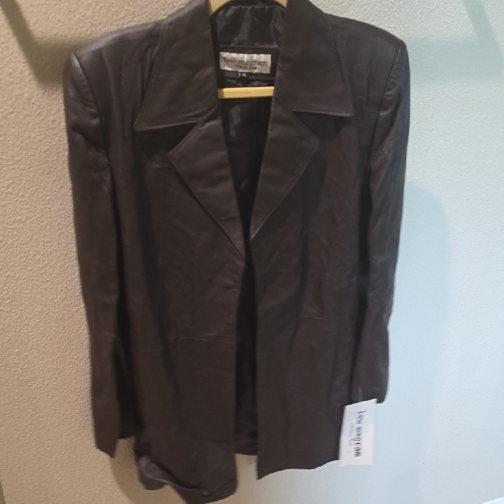 Elegant Dark Brown Leather Blazer